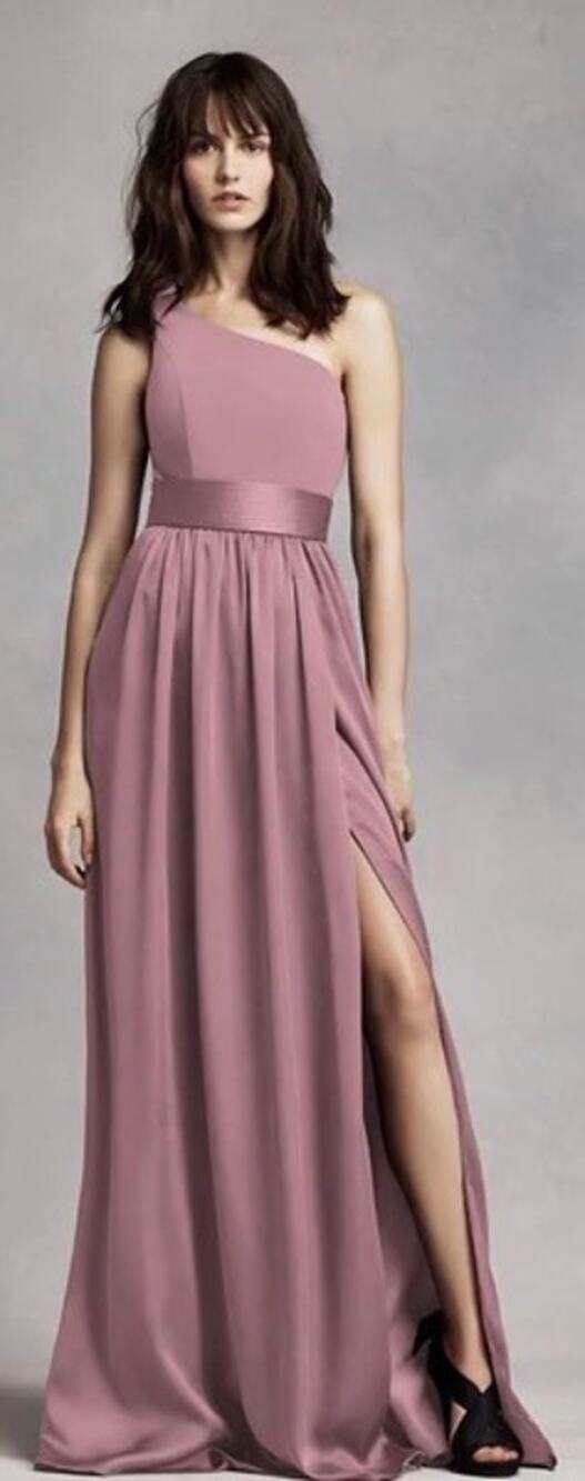 VERA WANG WHITE Gown Dress Size 10 One Shoulder Quartz Formal Wedding Bridesmaid